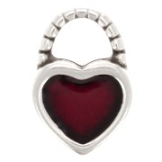 Breloque cadenas coeur 14.5x10mm avec résine époxy - Argenté vieilli - Rouge x1|raw }}