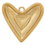 Pendentif coeur 22x24 mm avec résine époxy - Doré à l'or fin - Noir x1