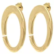 Clous d'oreilles ovale martelé 32x19 mm - Doré à l'or fin x2