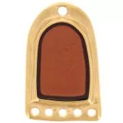 Pendentif chandelier 27x17 mm résine époxy effet vitrail - Doré à l'or fin - Topaz