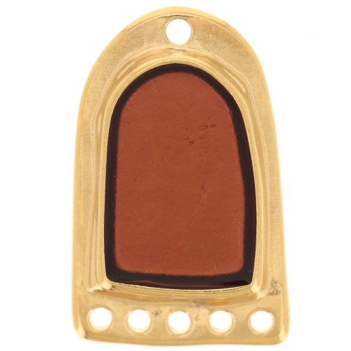 Pendentif chandelier 27x17 mm résine époxy effet vitrail - Doré à l'or fin - Topaz