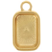 Pendentif rectangle 23.5x13mm avec coeur en résine époxy - Doré à l'or fin - Rouge