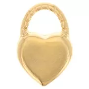 Breloque cadenas coeur 14.5x10 mm avec résine époxy - Doré à l'or fin - Rouge x1