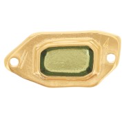 Intercalaire irrégulier 22x11 mm résine époxy effet vitrail Doré à l'or fin - Vert|raw }}
