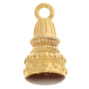 Pendentif ethnique 28x13 mm avec résine époxy - Doré à l'or fin - Marron x1|raw }}