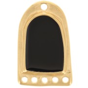 Pendentif chandelier 27x17 mm résine époxy effet vitrail - Doré à l'or fin - Noir|raw }}