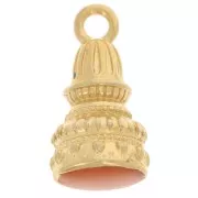 Pendentif ethnique 28x13 mm avec résine époxy - Doré à l'or fin - Topaz x1