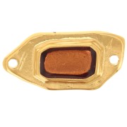 Intercalaire irrégulier 22x11mm résine époxy effet vitrail Doré à l'or fin - Topaz|raw }}