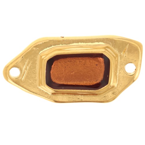 Intercalaire irrégulier 22x11mm résine époxy effet vitrail Doré à l'or fin - Topaz