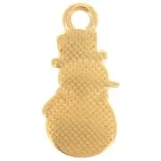 Breloque bonhomme de neige 18x9 mm avec résine époxy - Doré à l'or fin - Blanc x1