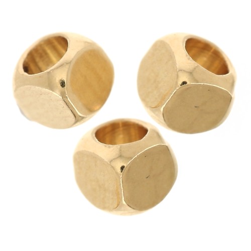 Perles cubes arrondis 2.5 mm - Doré à l'or fin x15