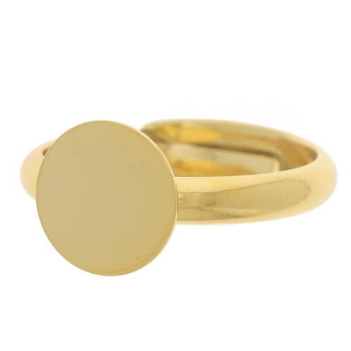 Bague plateau demi-jonc réglable 10 mm - T53 à 58 - Doré à l'or fin x1