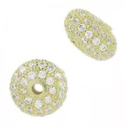 Ovale strassée 10x6 mm doré/Crystal x1