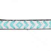 Lacet cuir Fleurs et feuilles 5 mm Argenté métallisé/Turquoise x30cm|raw }}