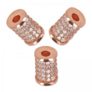 Tube strassé 9x5.5 mm doré rose/Crystal x1|raw }}