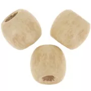 Perles ovales gros trou en bois 17x15 mm Naturel verni x20