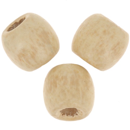 Perles ovales gros trou en bois 17x15 mm Naturel verni x20