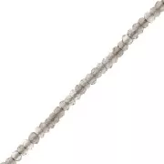 Perles rondes aplaties facettées 3.5x2 mm - Quartz Fumé x35cm
