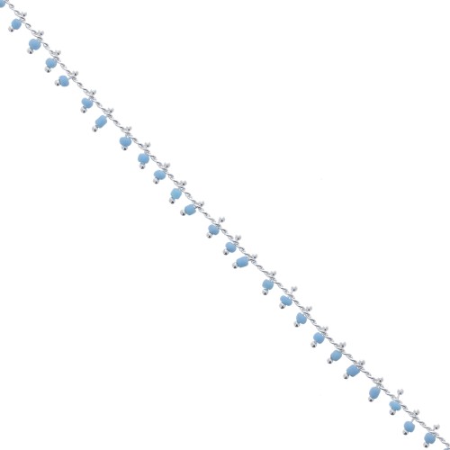 Chaîne perlée de rocailles 1.7 mm Light Turquoise/argenté x 50cm