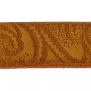 Lacet cuir motif Paisley 15 mm Camel x50cm