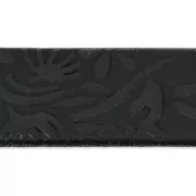 Lacet cuir motif Fleur 15 mm Noir x50cm