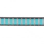 Lacet cuir à rayures 5 mm Turquoise/argenté x50cm