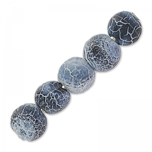 Perles rondes Agate teintées effet craquelé 4 mm Blue Jean x20