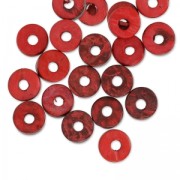 Perles rondelles Heishi Coco 9 mm Rouge x 20