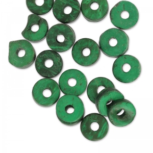 Perles rondelles Heishi Coco 9 mm Vert x 20