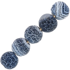 Perles rondes Agate teintées effet craquelé 6 mm Blue Jean x15
