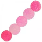 Perles rondes Agate teintées effet craquelé 6 mm Fuchsia x15