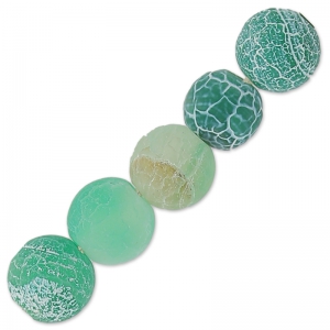 Perles rondes Agate teintées effet craquelé 6 mm Green Turquoise x15
