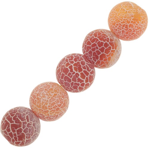 Perles rondes Agate teintées effet craquelé 8 mm Dark Peach x10