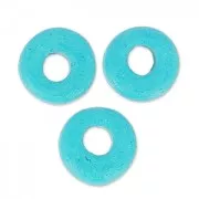 Perles rondelles Heishi en céramique 7 mm Turquoise mat x10