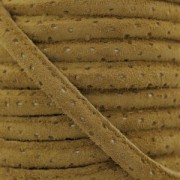 Cordon cuir surpiqué 4 mm motif troué Marron clair x1 m