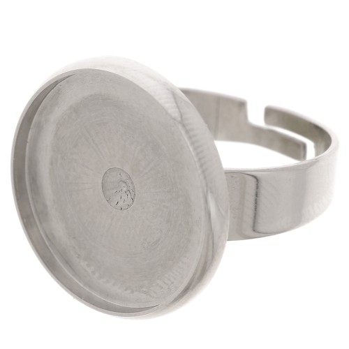 Bague serti pour cabochon fond plat 18 mm en Acier inox x1