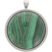 Serti pendentif pour cabochon fond plat 25 mm en Acier inox x1