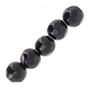Perles Rondes facettées en agate teintée 4 mm Dark Amethyst x20