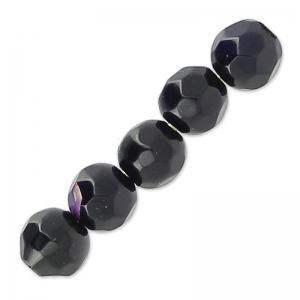Perles Rondes facettées en agate teintée 4 mm Dark Amethyst x20