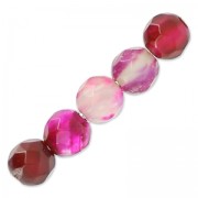Perles Rondes facettées en agate teintée 4 mm Fuchsia x20|raw }}