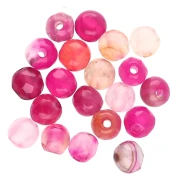 Perles Rondes facettées en Agate teintée 4 mm - Dark Fuchsia x20