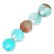 Perles Rondes facettées en agate teintée 4 mm Aqua Jade x20|raw }}