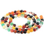 Assortiments de perles rondes facettées en agate teintée 4 mm Multicolore x35cm|raw }}
