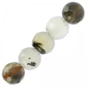 White Opal - Perles Rondes facettées en agate teintée 6 mm Black/White Opal x15 Perles Rondes facettées en agate teintée 6 mm Black/White Opal x15