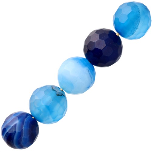 Perles Rondes facettées en agate teintée 6 mm Bleu Marine x15
