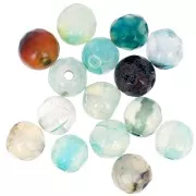 Perles Rondes facettées en agate teintée 6 mm Green Turquoise x15