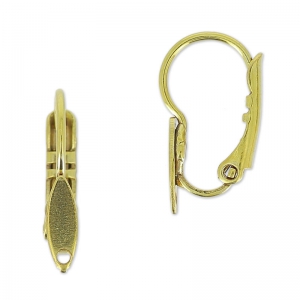 Dormeuses motif feuille 17 mm doré à l'or fin x2