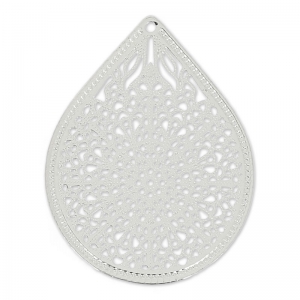 Pendentifs légers gouttes 23 mm argenté x4
