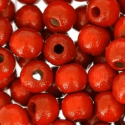 Perles rondes en bois 6 mm Rouge x125|raw }}
