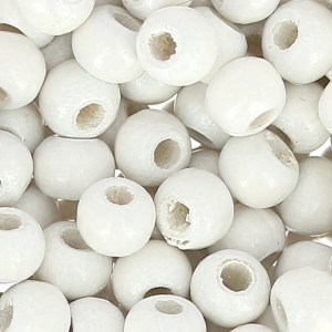 Perles rondes en bois 6 mm Blanc x125